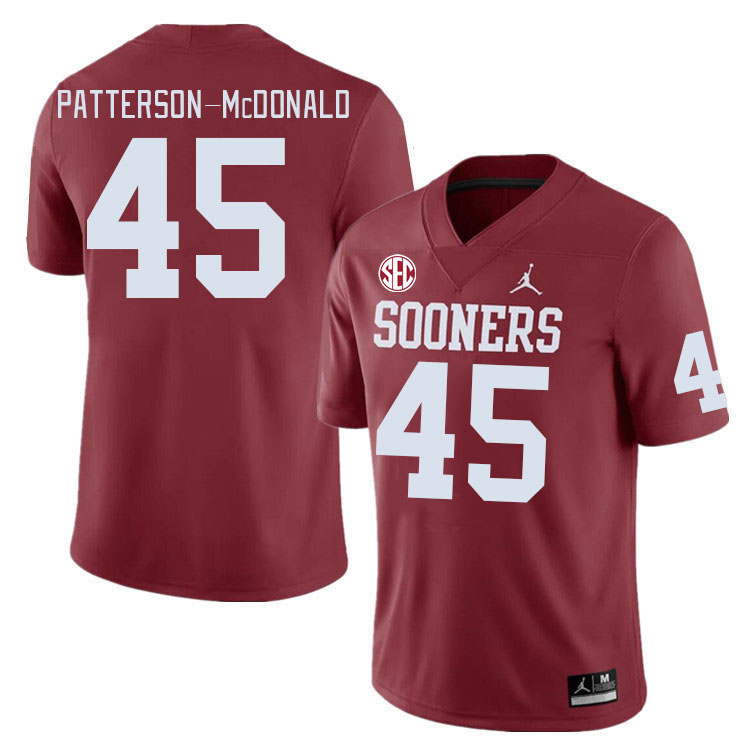 Men #45 Mykel Patterson-McDonald Oklahoma Sooners 2024 SEC Conference College Football Jerseys-Crims